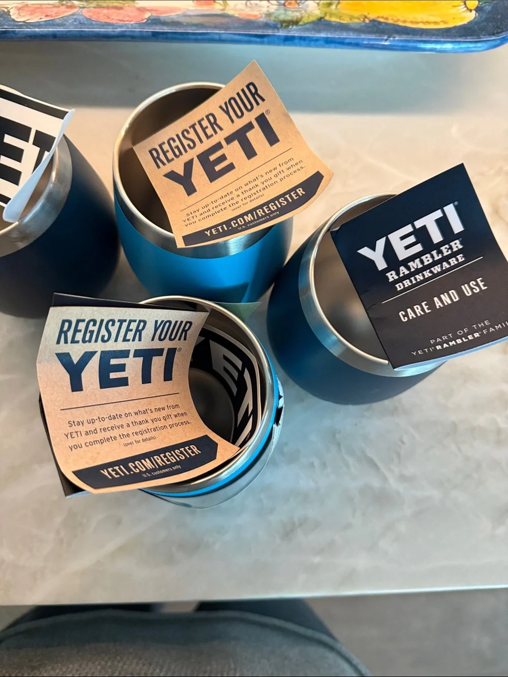 Yeti 10oz Rambler Wine Tumblers in Navy and Bright Blue
